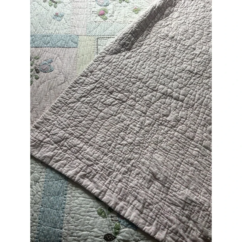 Pottery Barn Kids Hayley Floral Owl Birds FULL Size Quilt Blanket Pink VGUC